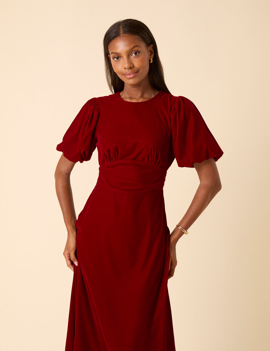 Purple Puff Sleeve Zola Midi Dress Purple Puff Sleeve Zola Midi Dress